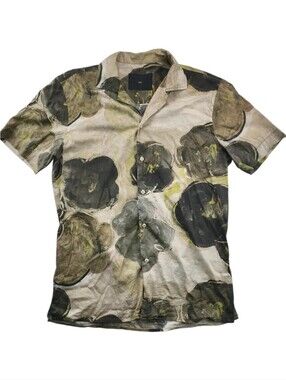 Liu Jo Taupe Olive Abstract Floral Short sleeves Shirt Men S Slim Fit